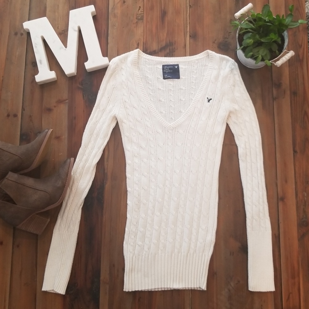 AE cable knit sweater off white - S